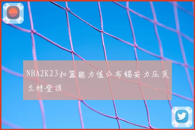 NBA2K23扣篮能力值公布锡安力压莫兰特登顶